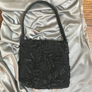 Small Black Beaded Silk Evening Bag